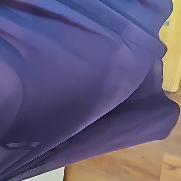 Purple strapless gown size 2. Sheer overlay. Fitted at the bust. DAVIDS… - Picture 5 of 13